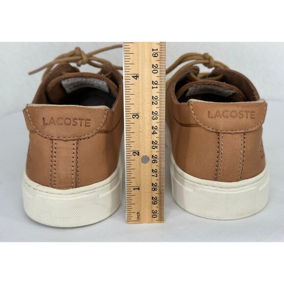 Lacoste L.12.12 118 Unlined Camel Brown Leather Casual Sneakers 7 - Picture 5 of 10